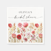 Retro Pastel Roze Boho Wildflower Vrijgezellenfees Servet (Voorkant)