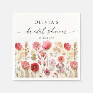 Retro Pastel Roze Boho Wildflower Vrijgezellenfees Servet