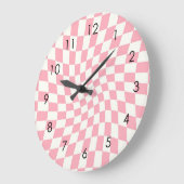 Retro Pastel Roze cheques gekookte Dorm   Grote Klok (Hoek)