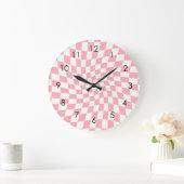 Retro Pastel Roze cheques gekookte Dorm   Grote Klok (Huis)