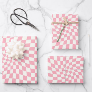 Retro Pastel Roze cheques gekookte Dorm Inpakpapier Vel