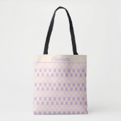 Retro Pastel Roze en Paars Patroon Aangepast Tote Bag (Voorkant)