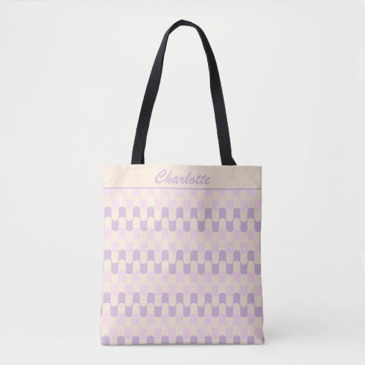 Retro Pastel Roze en Paars Patroon Aangepast Tote Bag (Voorkant)