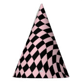 Retro Pastel Roze en zwart gecheckt Feesthoedjes (Links)