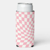 Retro pastel roze geruit geruit geruit seltzer blikjeskoeler (Seltzer Voorkant)