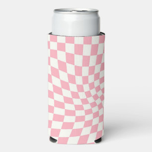 Retro pastel roze geruit geruit geruit seltzer blikjeskoeler