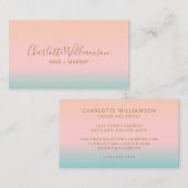 Retro Pastel Roze Gradiënt Grafisch Elegant Monogr Visitekaartje (Voorkant / Achterkant)
