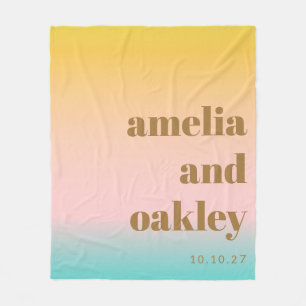 Retro Pastel Roze Gradiënt Unieke Bruiloft Custom Fleece Deken