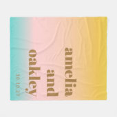 Retro Pastel Roze Gradiënt Unieke Bruiloft Custom Fleece Deken (Voorkant (Horizontaal))