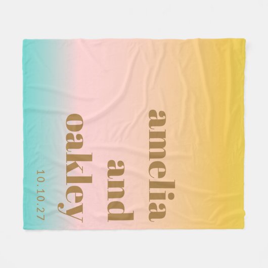 Retro Pastel Roze Gradiënt Unieke Bruiloft Custom Fleece Deken (Voorkant (Horizontaal))