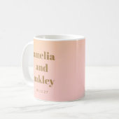 Retro Pastel Roze Gradiënt Unieke Bruiloft Custom Koffiemok (Voorkant links)