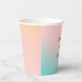 Retro Pastel Roze Gradiënt Unieke Bruiloft Custom Papieren Bekers (Rechts)