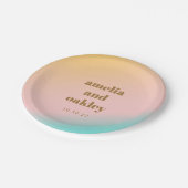 Retro Pastel Roze Gradiënt Unieke Bruiloft Custom Papieren Bordje (Gekanteld)