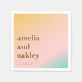 Retro Pastel Roze Gradiënt Unieke Bruiloft Custom Servet