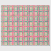 Retro Pastel Roze Groen Plaid Cadeaupapier (Vlak)