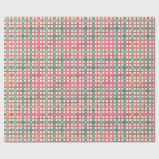 Retro Pastel Roze Groen Plaid Cadeaupapier (Vlak)