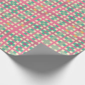 Retro Pastel Roze Groen Plaid Cadeaupapier (Hoek)
