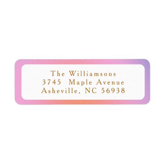 Retro pastel roze lavendel gradient retour adres etiket (Voorkant)