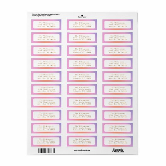 Retro pastel roze lavendel gradient retour adres etiket (Full Sheet)
