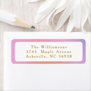 Retro Pastel Roze Lavendel Gradiënt Retouradres Etiket