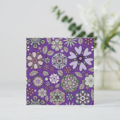 Retro pastel roze Paarse bloem naadloos patroon Kaart (Staand voorkant)