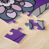 Retro pastel roze Paarse bloem naadloos patroon Legpuzzel (Zijkant)