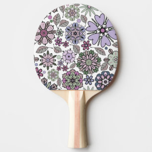 Retro Pastel Roze Paarse Bloemige Naadloos Patroon Tafeltennisbatje