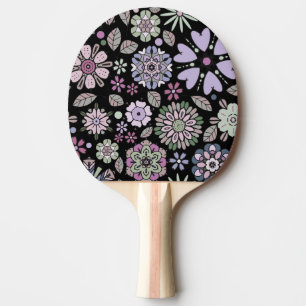 Retro Pastel Roze Paarse Bloemige Naadloos Patroon Tafeltennisbatje