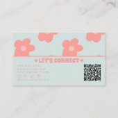 Retro Pastel Roze QR Code Groovy Bloem Boho Meisje Visitekaartje (Achterkant)