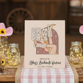 Retro Pastel Roze Rodeo Bachelorette Achtergrond S Reclamebord Met Voetstuk