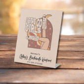 Retro Pastel Roze Rodeo Bachelorette Achtergrond S Reclamebord Met Voetstuk