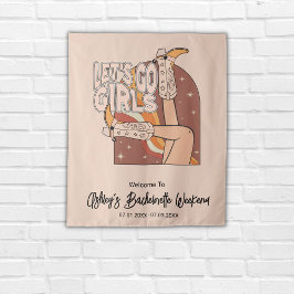 Retro Pastel Roze Rodeo Bachelorette Achtergrond S Wandkleed