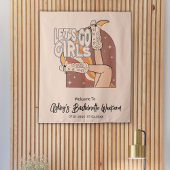 Retro Pastel Roze Rodeo Bachelorette Achtergrond S Wandkleed