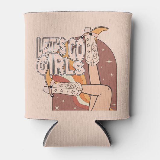 Retro Pastel Roze Rodeo Bachelorette Bruid Blikjeskoeler (Voorkant)