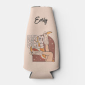 Retro Pastel Roze Rodeo Bachelorette Bruid Flesjeskoeler (Voorkant)