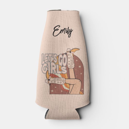 Retro Pastel Roze Rodeo Bachelorette Bruid Flesjeskoeler (Voorkant)