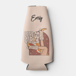 Retro Pastel Roze Rodeo Bachelorette Bruid Flesjeskoeler