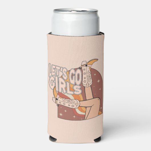 Retro Pastel Roze Rodeo Bachelorette Bruid Seltzer Blikjeskoeler (Seltzer Voorkant)