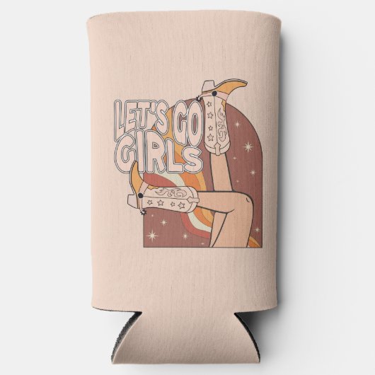 Retro Pastel Roze Rodeo Bachelorette Bruid Seltzer Blikjeskoeler (Voorkant)