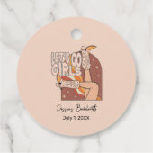 Retro Pastel Roze Rodeo vrijgezellenfeest Bedankjes Labels (Achterkant)