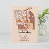 Retro Pastel Roze Rodeo vrijgezellenfeest Kaart (Staand voorkant)