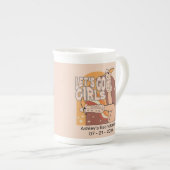 Retro pastel roze rodeo vrijgezellenfeest porselein kop (Voorkant rechts)