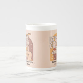 Retro pastel roze rodeo vrijgezellenfeest porselein kop