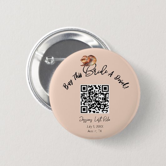 Retro Pastel Roze Rodeo vrijgezellenfeest Ronde Button 5,7 Cm (Voorkant /achterkant)