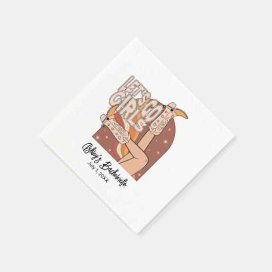 Retro Pastel Roze Rodeo vrijgezellenfeest Servet (Hoek)