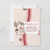 Retro Pastel Roze Schattigee Baby Dragon Bedankkaart (Voorkant)