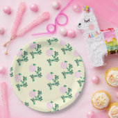 Retro Pastel Roze Ventilator Roos Patroon Papieren Bordje (Feest)