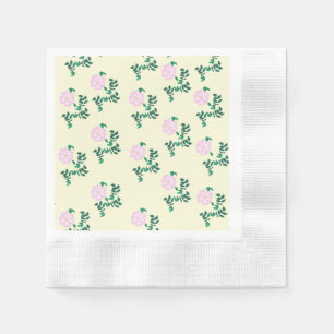 Retro Pastel Roze Wilde Roos Bloem Patroon  Servet