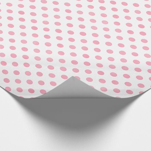Retro pastel roze witte poka dots patroon cadeaupapier (Hoek)