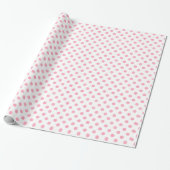 Retro pastel roze witte poka dots patroon cadeaupapier (Uitgerold)
